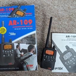 Airband Receiver AR-109
Intek Communication Receiver AR-109
VHF AM AIR - VHF NFM - VHF WFM
Including 2x 1300mAH batteries
Charger is unfortunately missing, otherwise in very good condition.