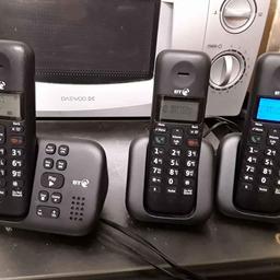 This BT 3960 Triple digital cordless phone set with answer machine has been plugged in but not officially tested with a phone line. The answer phone and one of the singular phones seem to come on fine and says 'searching' on the display.. and the other singular phone says 'NO BATTERY'... The rechargeable batteries should just need charging or in the worst case scenario, need replacing...

Our second hand furniture mill shop is LOW COST MOVES, at St Paul's trading estate, Copley Mill, off Huddersfield Road, Stalybridge SK15 3DN...Delivery available for an extra charge.

There are some large metal gates next to St Paul's church... Go through them, bear immediate left and we are at the bottom of the slope, up from the red steps... 

If you are interested in this or any other item, please contact me on 07734 330574, or on the shop 0161 879 9365...Many thanks, Helen.

We are normally OPEN Monday to Friday from 10 am - 5 pm and Saturday 10 am -  3.30 pm. CLOSED Sundays. CLOSED Bank Holidays.