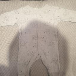 baby boys romper suit 3-6 months grey and white with lion prints