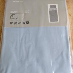 Brand new, IKEA single quilt cover in original wrapping.Top quality - 100% cotton. 400 thread count which gives it a "satin feel". Soft blue.