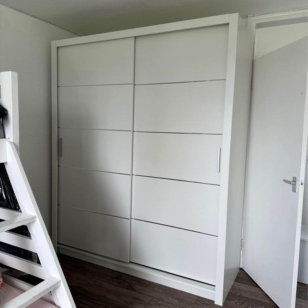 Brand new sliding doors wardrobe in different sizes and colors

Colors:
White
Grey
Black
Oak
Sizes:
100cm £230
120cm £250
150cm £280
180cm £290
203cm £320
250cm £420
Cash on delivery
Fitting service available extra charges apply
Whatsapp: (07752286680)