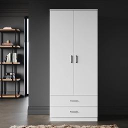 Double twin door with twin drawers at the bottom, ready assembled, free standing