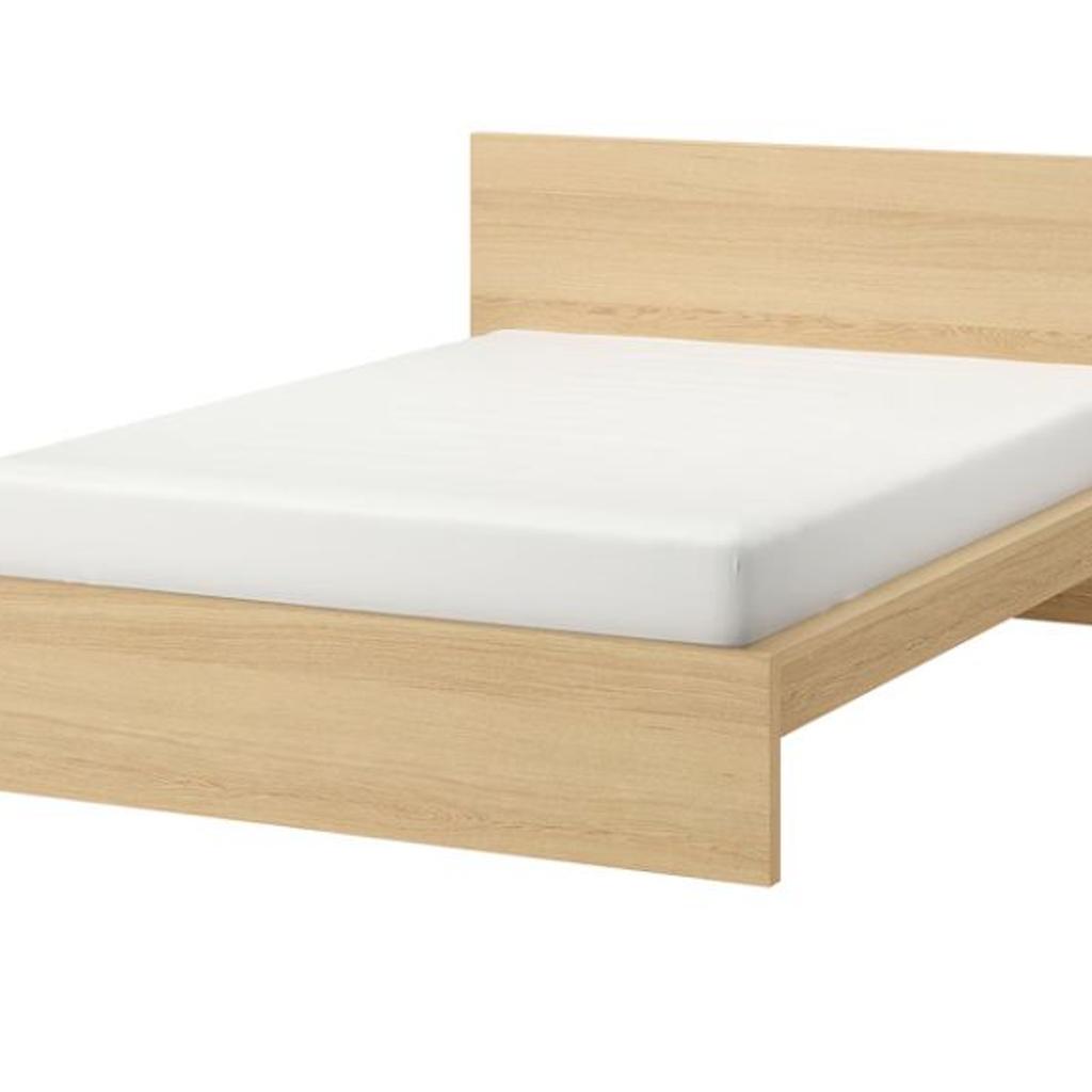 IKEA Malm bed frame. This is in good condition and had plenty of life left in it still.

Good size double bed, very comfortable height, storage space below also.

Only frame, no mattress or bed slats.