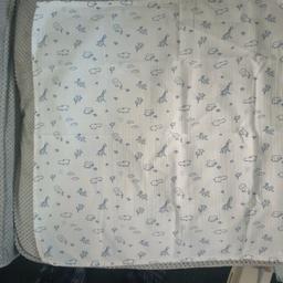 baby changing blanket with giraffe print blue and white