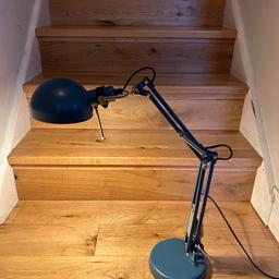 IKEA Forsa Angle Poise style  Table / Desk Lamp  Pivoting Head Petrol Blue