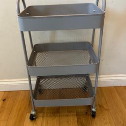 YUKOOL Versatile 3-Tier Metal Storage Trolley on Wheels - Space Saving and Durable Rolling Cart for Kitchen Makeup Bathroom Office,Grey