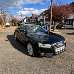 Beautiful 2009 Audi A5 2.0TFSI 180 edition Coupe. The vehicle has been very well looked after by myself since owning. 
Major service taken place in September 2023.(wheel alignment,new break pads &
new break discs)
Full engine rebuild
- head gasket and all the gaskets changed 
- timing assembly
- refurbished injectors (ultrasonic cleaning and new seals)
- spark plugs 
- intake valves 
- exhaust valves
- oil and oil filter
- new exhaust and intake camshaft for 2.0 TFSI 211HP
- air filter
- habbitat filter
There are minor scratchs and dents on the paintwork. 
I have prepared this car for myself hence why I have spent a quite a bit of money getting the car running perfectly. 
 With great sorough in my heart I am selling it due to relocating back my home and not being able to take it with me.
• Milage : 102000
• MOT expires in 29 May 2024
• Colour : Black
• All Manuals
• Climate Control 
• Black leather sport heated seats
• AUDI 19" SPEEDLINE SPLIT RIMS ALLOY WHEEL &  255/35 ZR19 TYRES.