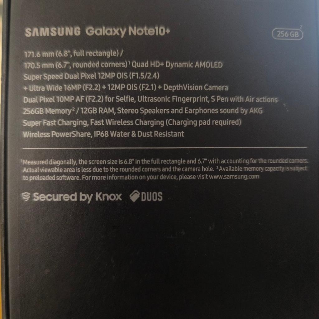 Samsung Galaxy Note 10+
256 GB / 12 GB RAM
Sehr guter Zustand, keine Mängel, funktioniert einwandfrei. Kleine normale Gebrauchsspuren. Foto mit allen Details.
Alle Hüllen sind im Preis inbegriffen. ( 8 Stück)
Originalzubehör-Ladekabel