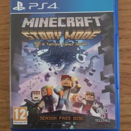 PS4 game Minecraft Story Mode season pass disc . Fun and entertaining game. Includes Episode 1 - 5.