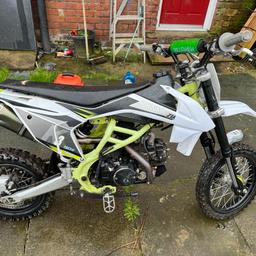 It’s a 125cc zummav Pitbike big wheels plus it’s a 2023 model absolutely fresh it is tbh in mint condition too all breaks and that work perfect to starts runs and that but smokes a bit as I have been told need new piston rings that is all tho tbh plus it’s electric start as well as it comes with one key as well with the bike would keep it tbh but just don’t have the time as got new baby and need to be sold tbh but the bike is absolutely in mint and perfect condition everything all works on the bike as it should yer but now tho the bike starts runs and that yer but just needs to piston rings that’s all tbh plus it has had new air filter new carb and that too plus I have a new spare rev cable and brand new handle guard for the bike too looking for £450 Ono no silly offers as these bikes are good bikes tbh and it’s worth the money all day long first comes first serve collection only tho to any more info plz drop me a message plz or wat has anyone got to swap try me plz thank u.