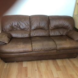 Tan real leather 3 seater sofa
One arm chair
Free for collection only 