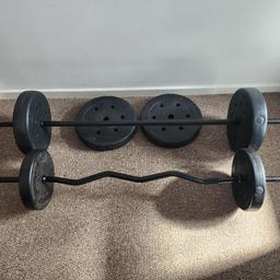 Job lot only -

1 inch barbell and curl bar and 4 x dumbell bars with -

6 x 10 kg plates
2 x 7.5 plates
6 x 5 plates
2 x 4 plates
2 x 3 plates
14 x 2.5 plates
12 x 1.25 plates
2 x 1.1 plates

over 170kg in total

Open to offers