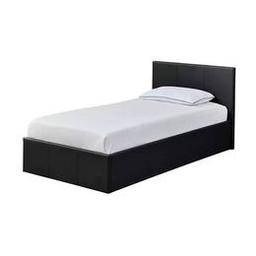 Habitat Lavendon Single Side Opening Ottoman Bed Frame-Black

Mattress not included 

💥ExDisplay, flat packed💥See pictures

Part of the Lavendon collection.
Faux leather frame.
Base with sprung wooden slats.
Side lift.
Ottoman: assemble for left or right side opening.
Storage capacity: 362 litres.
Size W104.5, L200, H87cm.
Height to top of siderail 28.5cm.
3cm clearance between floor and underside of bed.
Weight 35.5kg.
Total maximum user weight 110kg

💥Check our other items💥