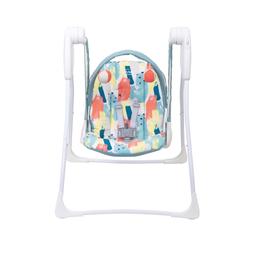 Ease of Use
- Lightweight at only 4.6kg
- Compact fold for easy storage
- Battery operated

Child Comfort
- 2 swing speeds to help ensure a soothing pace
- 3-position recline for enhanced relaxation
- 5-point harness to keep baby cosy and secure

Included Accessories
- Rotating toy bar with 2 soft toys
- Machine-washable cover