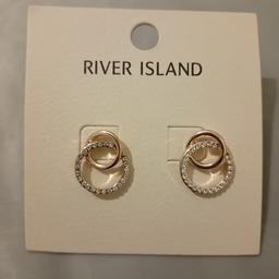 New River island earrings gold and Sparkly stones. collection willenhall wv12 area