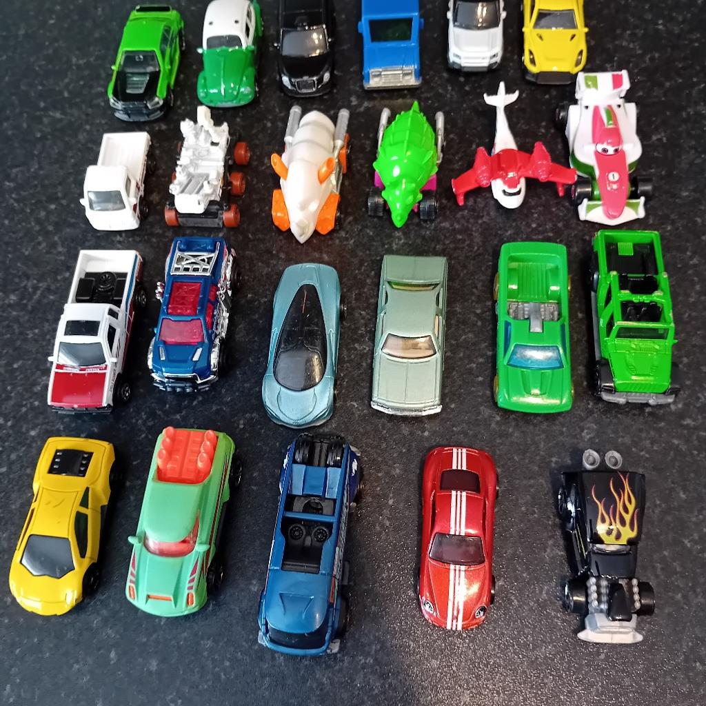 23 toy cars of various makes