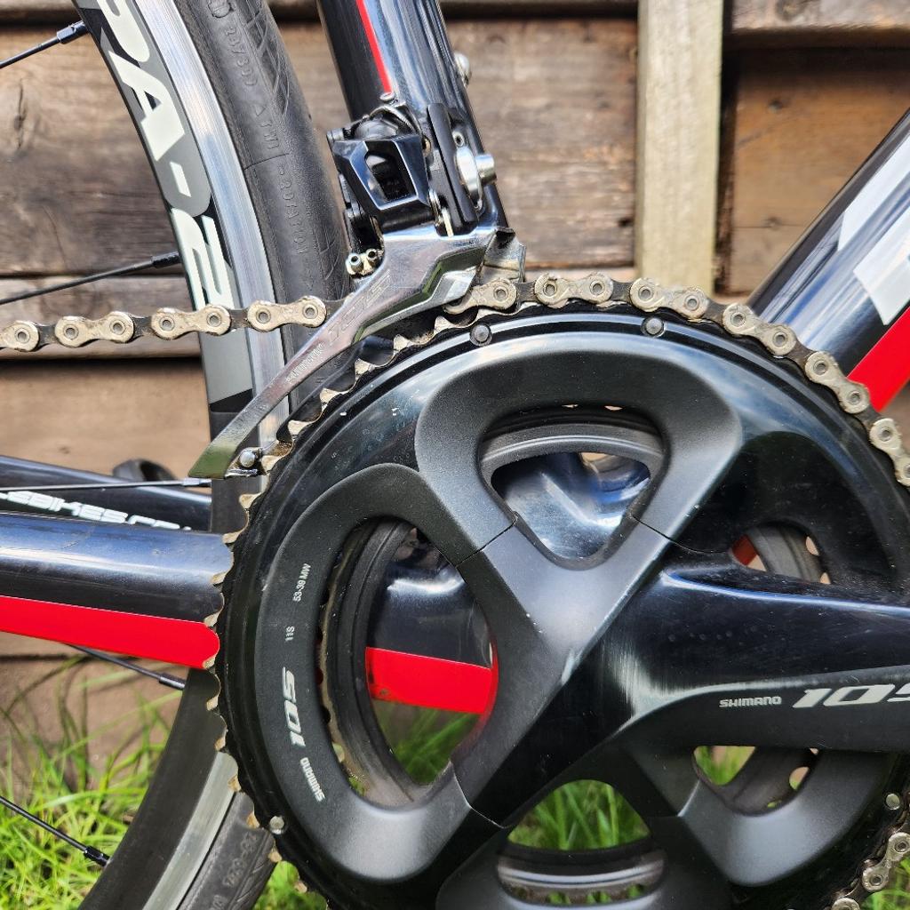 Ribble HF83

S | 51cm

Full Carbon
11 Speed 105 Groupset
4iii Power Meter

In good condition but would benefit from a service.
Whilst the gears and brakes work, the front shifter is stiff moving on the the big ring.

_________

Viewings by appointment only.