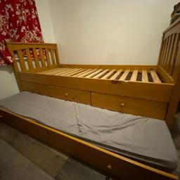 Great single bed with extra guest bed underneath and 3 built in drawers. In good condition. Needs to go this week. Open to offers and available for collection.

Mattress not included