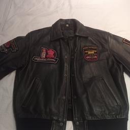 Beautiful warm Black leather Jacket Air force style.