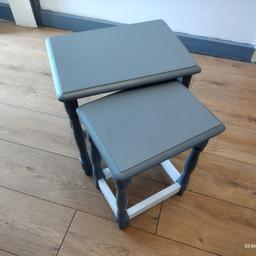 Up cycled set of 2 tables
Solid wooden tables.. Lovely! 

40cm (w) x 30cm (d) x 44.5cm (h)
30cm (w) x 24cm (d) x 41cm (h)

Priced for quick sale.
Need gone ASAP.!