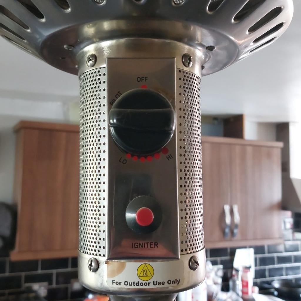 Here I have for sale a stainless steel patio heater with regulator never used so selling it as used/new cost £186 new £100 ovno located at heage, belper