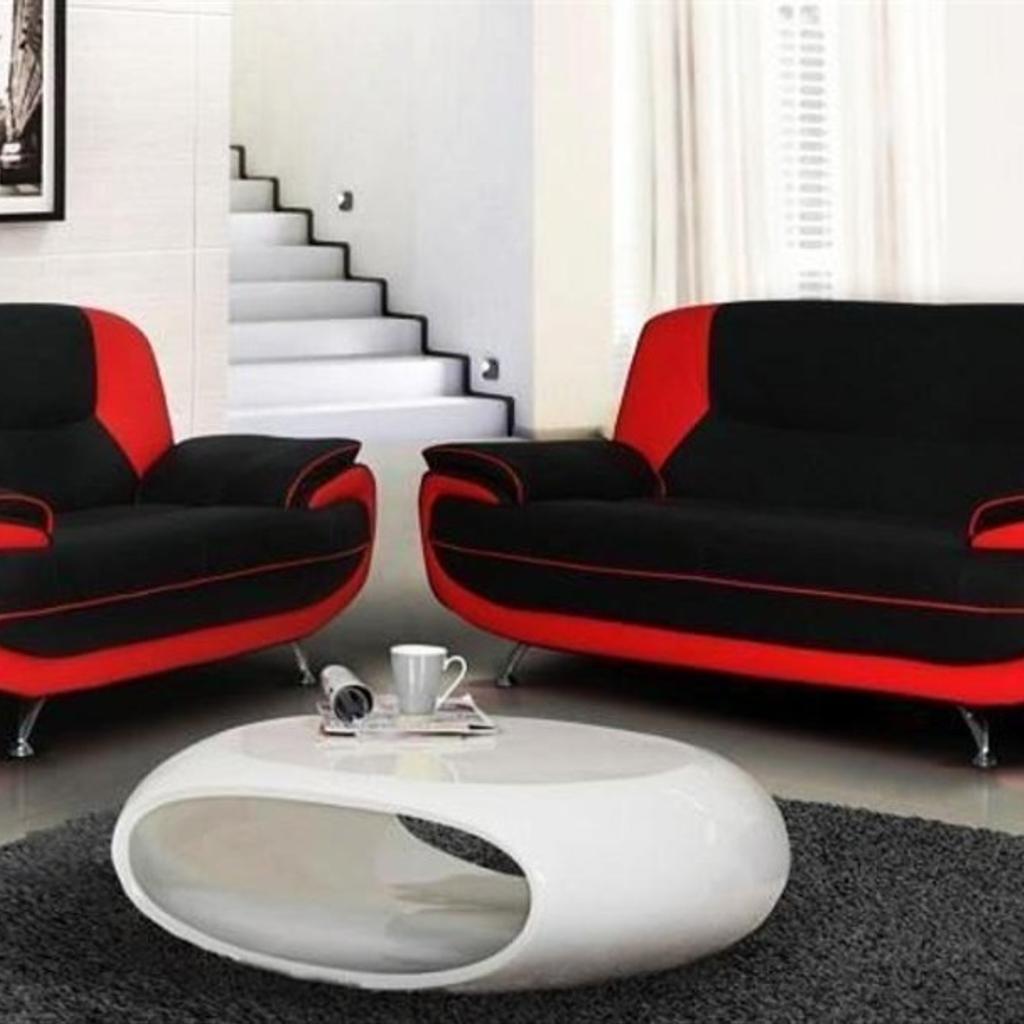 Brand New Elegant Style Carol Leather sofa in a beautiful three tone design in Black/Red, or Black/White. Brand New Solid Wood Construct -Chrome Legs -Seat Type: Foam and spring

 COLOR:
Black &Red
Red White & black

DIMENSIONS:
3 seater size w:190cm,L82cm
2 seater size w ; 160cm ,L82cm
Dimensions for Corners:
Each Arm Length: 210 cm,
Depth: 92 cm, Height from floor: 90 cm,
Height floor to seat: 44 cm,
Seat depth 53 cm
Cash on delivery
More information contact me Whatsapp +447752286680
