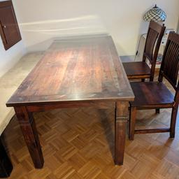 Tisch und 2 Sessel... Vollholz...90×180