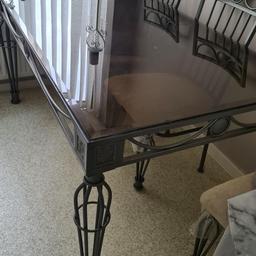 Good Condition Glass table, Metal Frame chairs / table  
6 chairs available material could be clean or reupholstered.

Collection from B14 
£100 (would consider a suitable offer)
