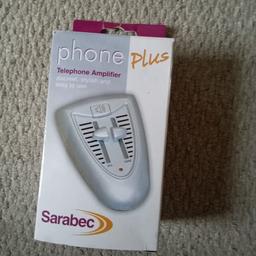 Sarabec Phone plus telephone amplifier x 1
In original packaging
Used but in really good condition
Features:
The Phoneplus PL51 is a discreet, stylish, battery-operated device that connects between
the base unit and handset of most corded handset telephones. It can be left connected
when no volume or tone boosting is needed without affecting the performance of your
telephone. The phoneplus automatically switches “on” when the handset is lifted and
switches “off” when the handset is replaced.
If telephone callers’ voices seem very quiet or muffled you will benefit from using our
Phoneplus. The Phoneplus is used to increase the volume of the caller’s voice through your
handset with the addition of boosting high or low tones if required.
Callers voices can be amplified by up to 40 dB (100 times) with additional tone control of
+/- 6 dB helping to improve clarity
*** Not suitable for use with Cordless, mobile or telephones with buttons in the handset
and should not