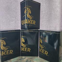 Brand new. Unique Quakers empty tin bin. One of its kind. £0.50 per tin. Over 10 available. Ideal for food storage, stationary etc. Collection from Luton LU4 or can also be tracked posted.
