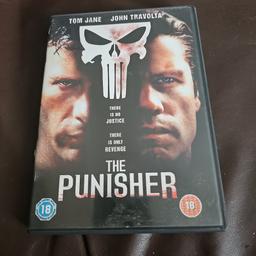 the punisher dvd starring john Travolta 
dvds in good condition used
any discs that are 15p each are also mix and match at 10 for £1
please look at my other items for sale as have a wide variety of dvds and games for sale
sorry but I do not accept PayPal or shpock wallet as payment and unfortunately I do not post due to working hours
collection only