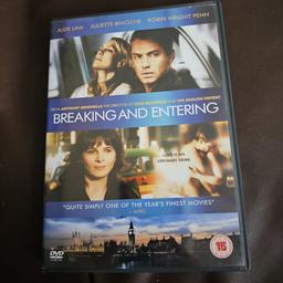 breaking and entering dvd starring jude law 
dvds in good condition used
any discs that are 15p each are also mix and match at 10 for £1
please look at my other items for sale as have a wide variety of dvds and games for sale
sorry but I do not accept PayPal or shpock wallet as payment and unfortunately I do not post due to working hours
collection only