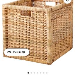 IKEA BRANAS storage basket. 2 Handwoven rattan sturdy basket which fits KALLAX shelving unit. Size: H32xW34cmxD32cm. Brand new unopened. Each basket cost £24.99 each. Selling for £15 each.