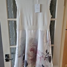 A brand New Ted Baker Dress, ideal for a wedding or a party. In cream with light pink flowers. Size 5, which is 16.
Still has label attached.
£50 O.N.O.
Collection Only