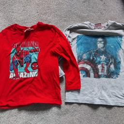 Next aged 4 years captain America long sleeve top
Primark aged 4-5 spiderman top
Both in excellent used condition no marks or holes