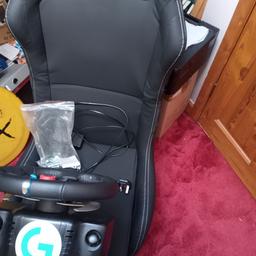 racing seat no steering wheel just the seat compatible for logo tec and thrust master steering wheel and pedals. no PayPal, cash on collection