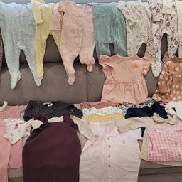 Most of them have barely been worn. Brands include mamas and papas, george, next, very, nutmeg etc.

6-9months

Includes:
4 tights
2 Nighties
4 tops
1 cardigan
3 dungarees/onesies
2 dresses 
4 tops and trouser sets
9 sleepsuits 
7 pants
1 hat

Can deliver local - additional fee depending on distance