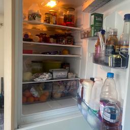 Cream foil wrap Kitchen units, 1.5 ss sink, worktops, gas hob, extractor, integrated frost free fridge freezer. Some of the wrap has come away on some of the doors. So possibly only use the good ones or remove all and paint. Can sell separately. Collection from Bury.