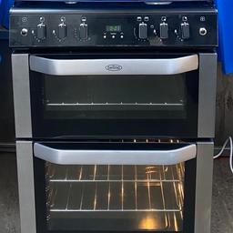 Hello welcomes to my ad,This belling FSG60DOP 60cm double oven gas cooker comes in a stainless colour with four gas burners,glass lid with safety cut-off,ignition button,Electronic timer and minutes minder,double glazed door and viewing windows,removable inner door glass ,catalytic liners in both ovens making cleaning easy,flame supervision device,easy clean enamel, slow cook and defrost function,stylish knobs and handles,interior light in the main oven,three shelves ,main oven is conventional with a cooking capacity of 75 litres usable while second oven (Top) is conventional oven and electric grill with 31 litres capacity very clean and tidy dimensions are H:900 W:600 D:600 cash on collection at B18 7QD 71-79 western road or delivery for extra fee, for more details message me thanks .