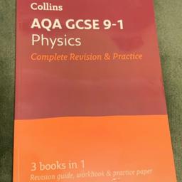 Unused.
Revision book covering AQA GCSE Physics topics,  including Higher tier content. 
Collection from East London E10 or can post. Happy to combine postage on multi-buys.
