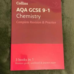 Unused,  in immaculate condition. 
Revision book covering AQA GCSE Chemistry topics including Higher tier content. 

Collection from East London E10 or can post. Happy to combine postage on  multi-buys.