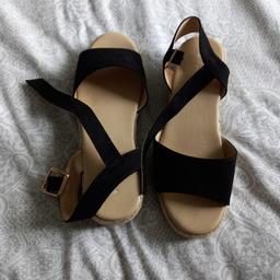 like new only worn once Black wedge sandals from matalan size 4 buckle strap