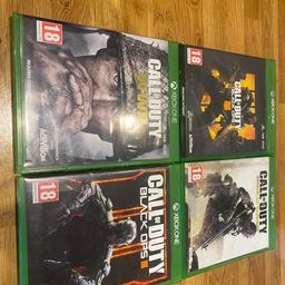 All games have been rarely used, selling8 them as we brought the series s console
Good condition games no scratches

Black Ops 3 - £10
WW2 - £10
Advanced Warfare - £8
Black Ops 4 - £10