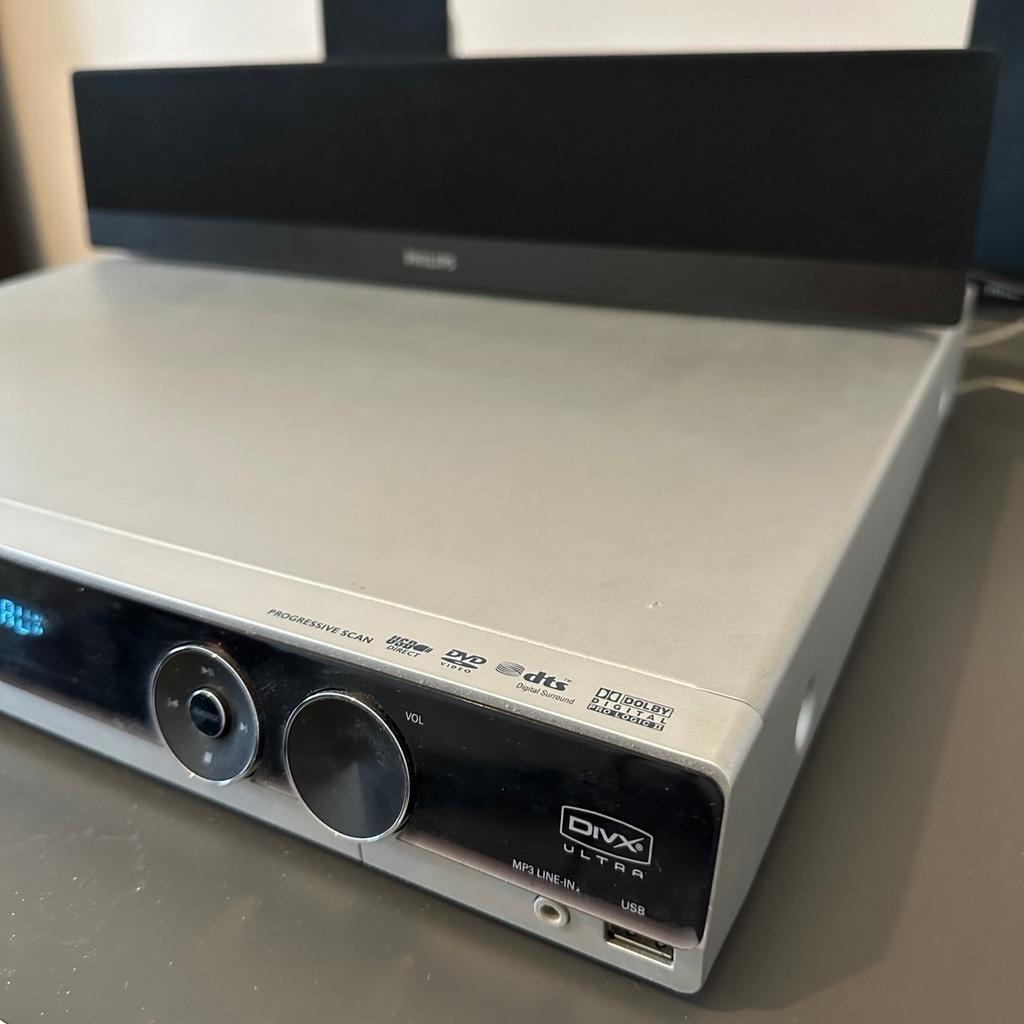 Philips DVD home theatre system HTS3357, all working fine, with remote control, also included Bluetooth receiver with cable so it is allowing to connect your phone, collection only £60