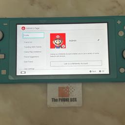 Nintendo Switch Lite in Turquoise.  Hardly used so in excellent condition and boxed with charger.  6 months warranty.  £125.  Collection only from our shop in Ashton-in-Makerfield.  Thanks.