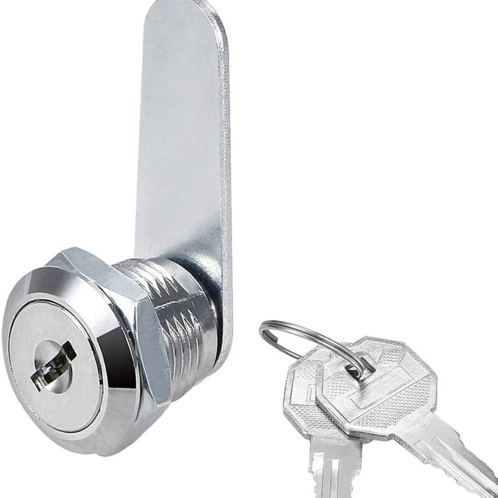 High quality stainless steel material, durable for a long serving time, small and safe.

Cam lock comes with two alike keys,each key will fit for all lock that you purchaseon the same listing.

Easy to install with cam and cam nut and opens with a 90 degree turn.

Offers the best safety protection for your desk kitchen drawer, cupboard, mailbox and cabinet.

Size: This cam lock features about 0.86 in(22mm) outside cylinder diameter with about 0.84 in(21.5mm) length that will accommodate up to 0.5 in thick panels.