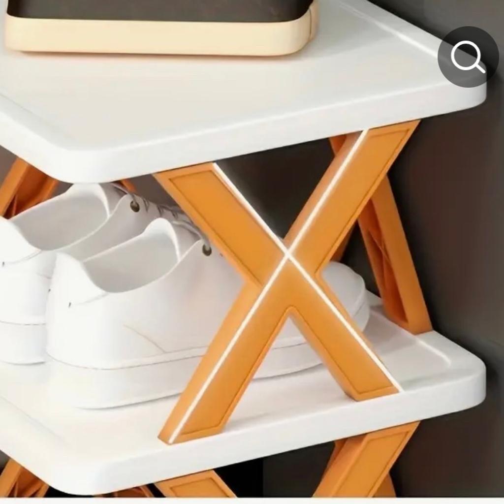 Plastic White & Pale Blue folding Shoe Rack ideal for temporary use or whilst letting or for a spare bedroom, hallway