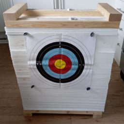 This is a 60cm x 60cm (foam area) high quality compressed layered foam archery target, perfect for professional or amateur archers. 
NO ASSEMBLY REQUIRED, READY-TO-USE. 
Includes 2 free target faces and 4 free target pins. 
These targets have the best quality foam throughout, offering exceptional arrow stopping power and long-term durability.
This has never been used by myself.
Selling due to moving house shortly, and I will not have the room.

Cash on collection from Bolton.