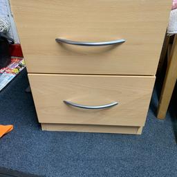 16 inches wide x 21 inches tall
2 draws
Brushed silver handles
Draws on slider rail
Good quality
Very solid
Just been in spare room
As new