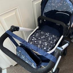 Used but in lovely condition can be a pram or pushchair and comes with a matching bag. Collection only market harborough